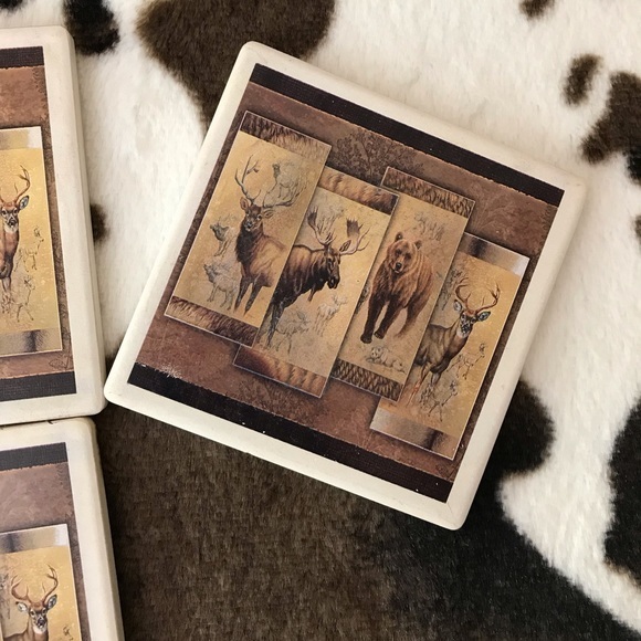 Vintage Rustic 5-Pc Coaster Set, Used - Picture 7 of 8